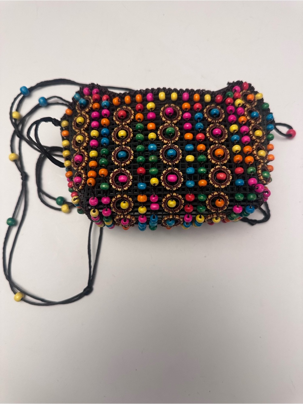 🌈 Boho wood Beadburst Mini Crossbody Crissbody beaded strap